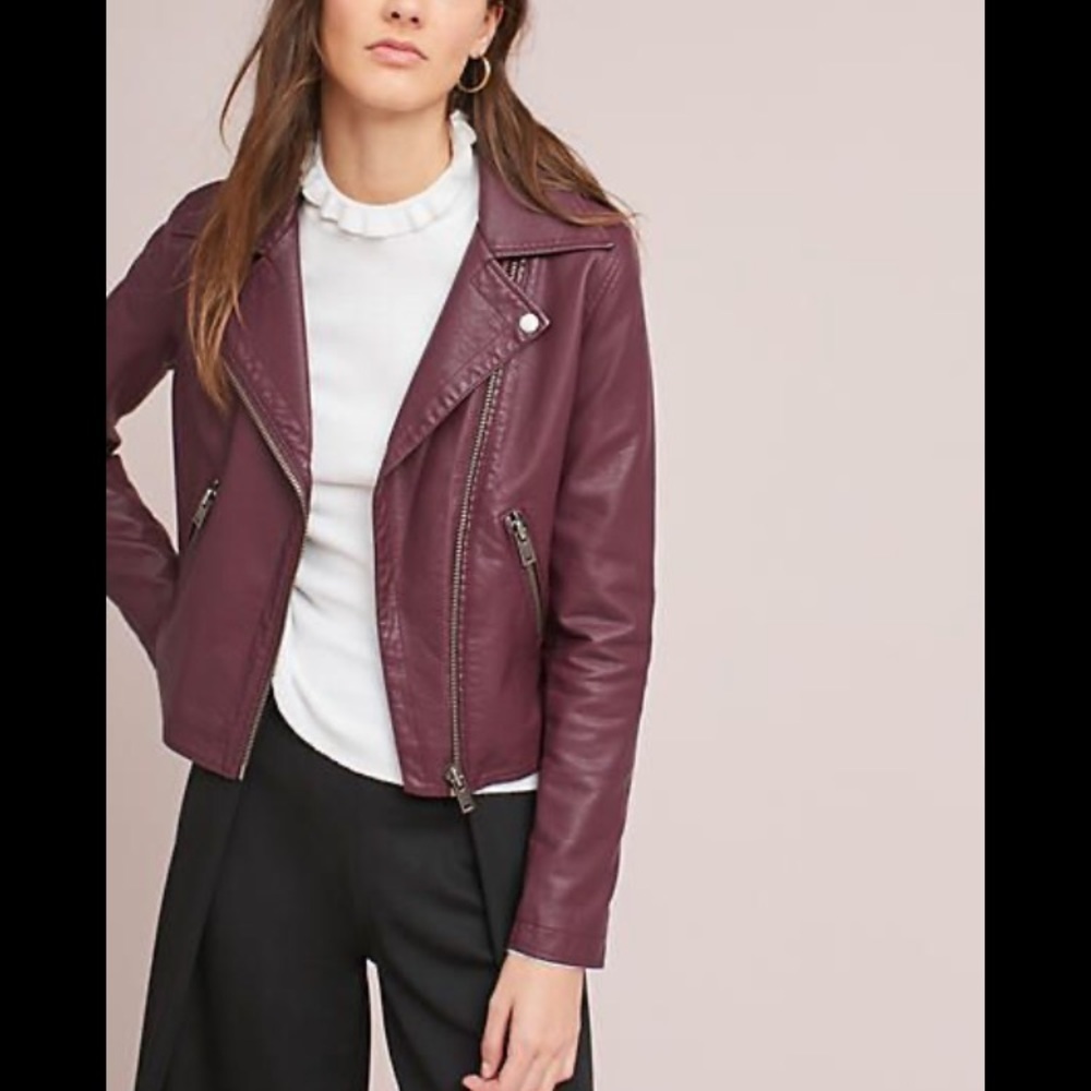 Anthropologie Burgundy Leather Jacket
